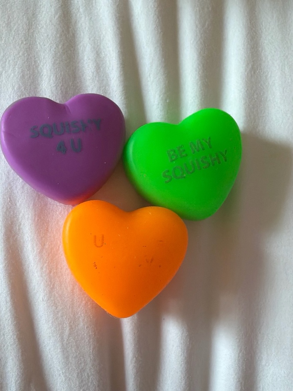 Teenie Squeeze Hearts 3-Pack - Pink, Yellow, Blue - Picture 2 of 2